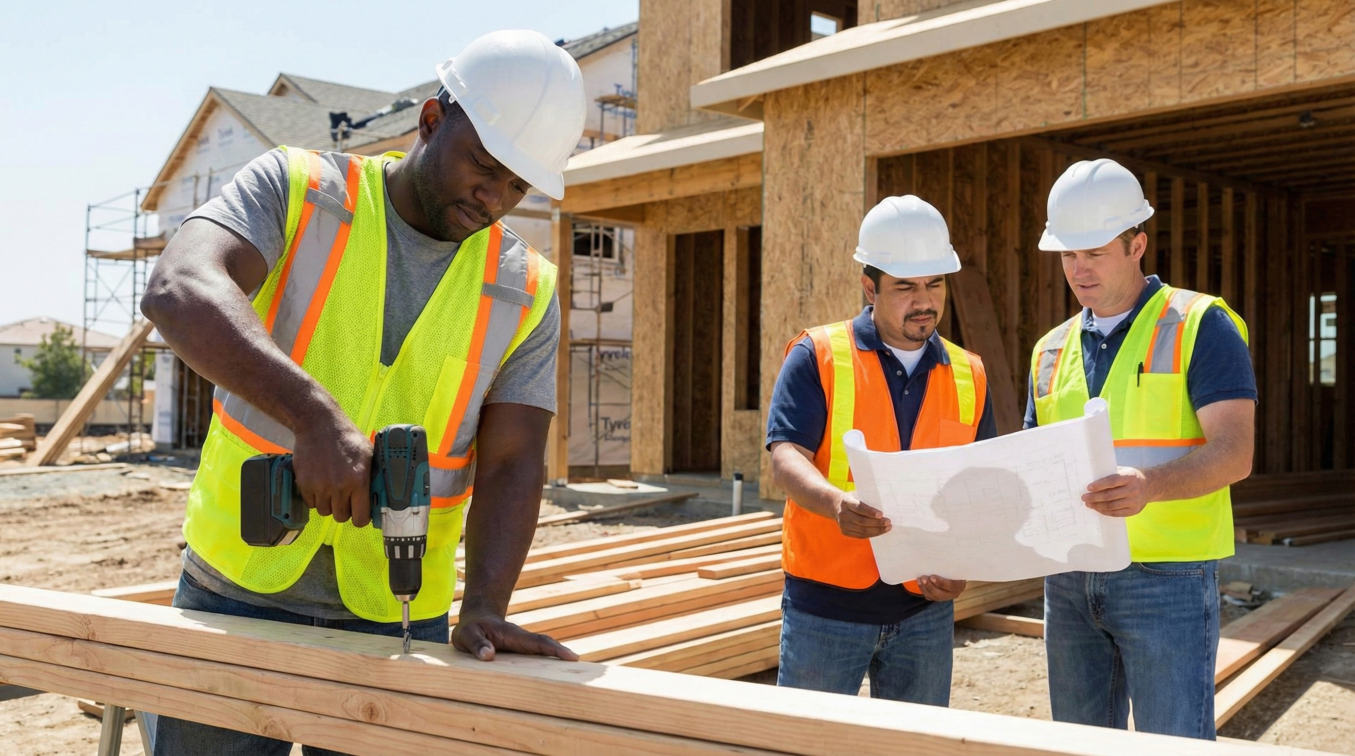 Construction worker on site representing safer workforce implementation.