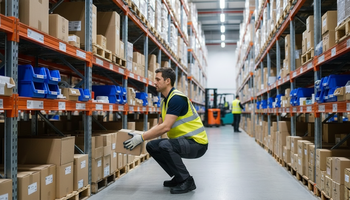 Warehouse team member in a distribution environment representing safer workforce implementation.