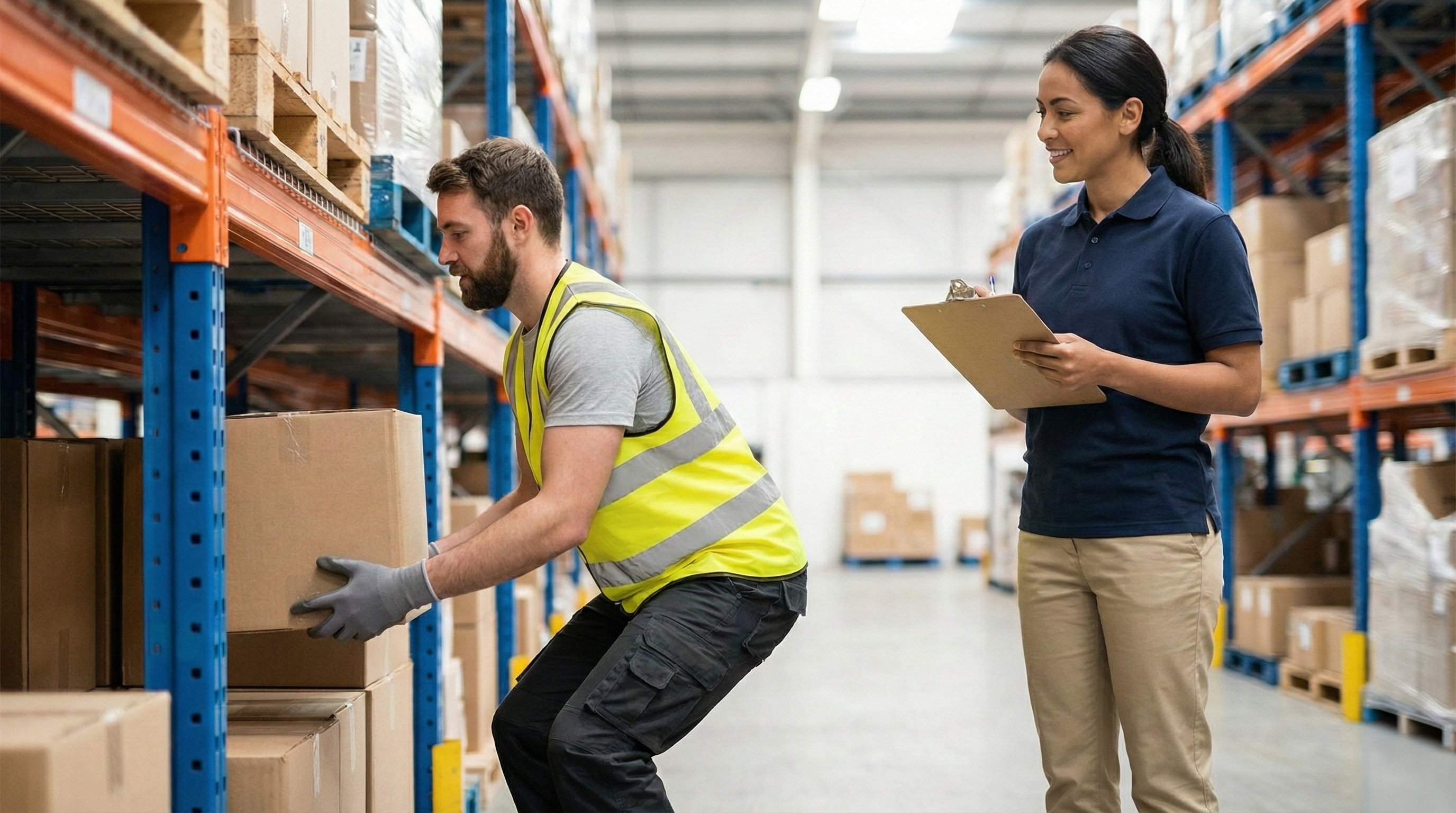 Supervisor and employee reviewing a return-to-work plan in an operations setting.