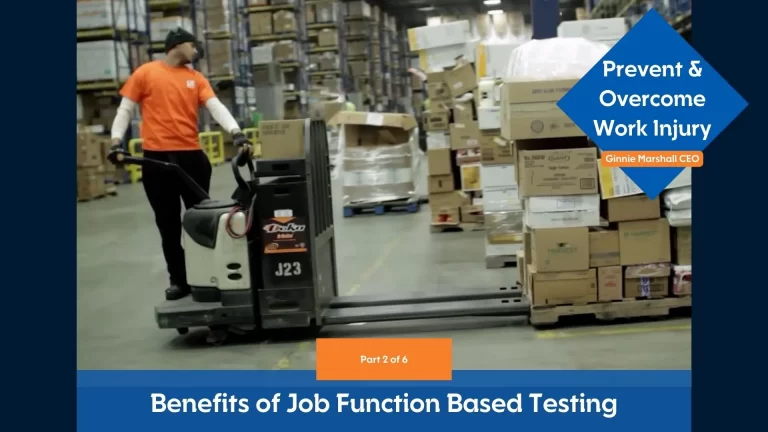A man is driving a pallet jack through a factory and this is the featured image for an article on the Benefits of Job Function Testing.